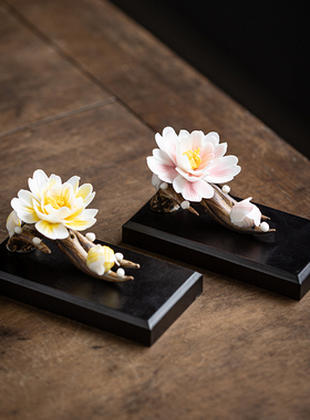 极速创意中式陶瓷线香香插手x工仿真花莲花香座家用禅意熏香炉茶