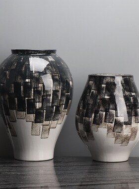 极速新中式宽口陶瓷花瓶摆件客厅玄关电视柜插花花器现.代桌面家