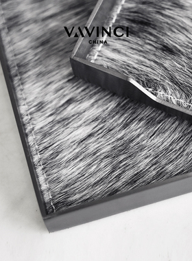 新品新品现代轻奢金属马毛几何托盘摆件售楼处P样板间客厅收纳盘