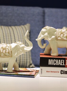 新品泰国招财大象摆件一对工艺品客厅装饰品酒柜电V视柜玄关开业