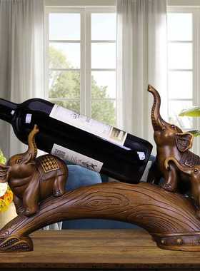 极速创意红酒架摆件酒柜电视柜展示架装饰品三只T小象家居摆设结