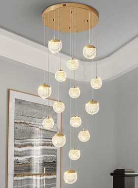 楼梯吊灯现代简约别墅复式楼中空loft旋转楼梯间个性创意灯具led