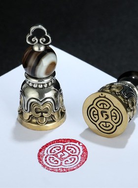 极速藏式黄铜印章大鹏鸟金刚摩尼宝吊坠可打开装R东西透明藏银平