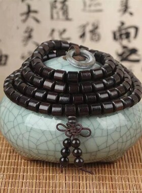 新品黑檀桶珠10j8颗手串紫光檀念珠紫檀黄花梨沉香阴沉木金丝檀木