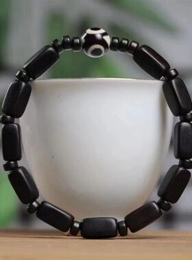 新品民族a风黑檀木方块珠手串紫光檀男女款文玩手链国风情侣个性