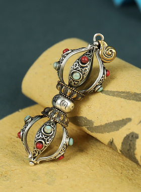 极速藏式b黄铜五股金刚降魔杵吊坠复古男潮密宗法器本命年转运平