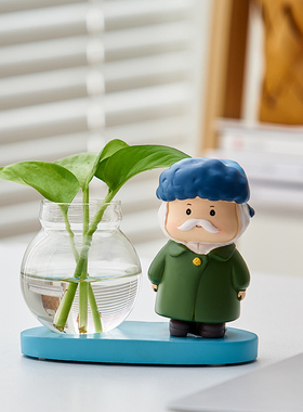 极速可爱珍珠女孩创意艺r术小摆件绿萝水培玻璃花瓶桌面家居客厅