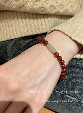 极速中式c古风香檀木串珠手链女秋冬2022年新款民族风法式复古叠