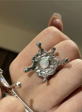极速ins stygle new ring geometric metal cell sun flower open