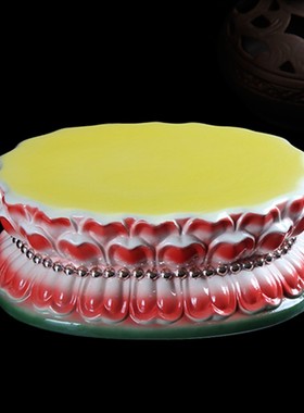 速发陶座佛像底座彩色浮雕莲花观音瓷佛高神像垫台佛座椭圆供奉摆