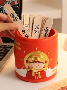 创意国潮妈祖摇签摆件打工人办公室桌面工位玄学装饰品生日礼物女