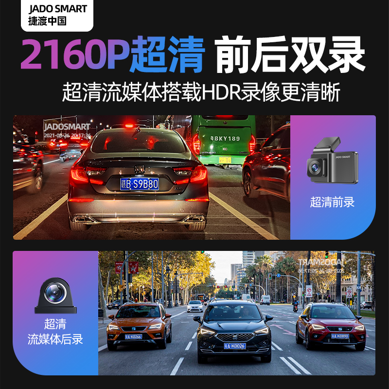 捷渡行车记录仪专用高清全景360停车监控免走线前后双摄2023新款 - 图1