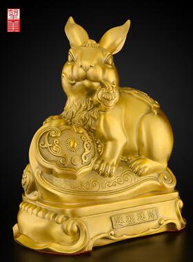 铜兔饰品2023兔年春节吉祥物客厅生肖兔新年装饰工艺品铜兔
