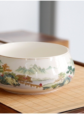 羊脂玉瓷烟灰缸大码 家用客厅中式复古 多功能办公室艾灸接灰盆
