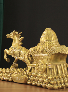 速发厂纯铜马财富丰收马马到成功生肖马拉元宝摆件装饰工艺品