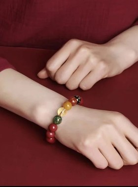极速非金属手錬2023兔年五路财神转运珠手N串本命年男女手錬红色