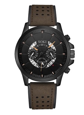 极速fashion Men Watches Luxury Leather JQuartz Analog Date W