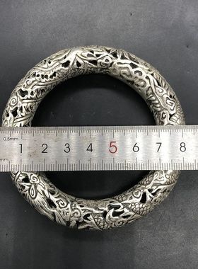 极速古玩古董杂项收藏大清乾隆年制镂J空龙凤手镯特价单个包邮