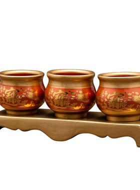 极速紫运c阁佛前供杯家用佛堂陶瓷仿铜财神敬酒杯招财供佛杯供水