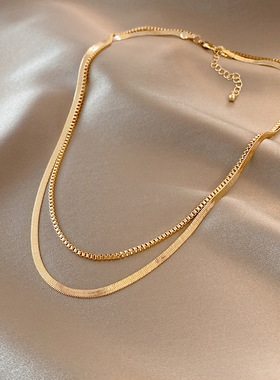 极速欧美小众简约双层项链女设计感iFns风时尚锁骨链气质个性潮流
