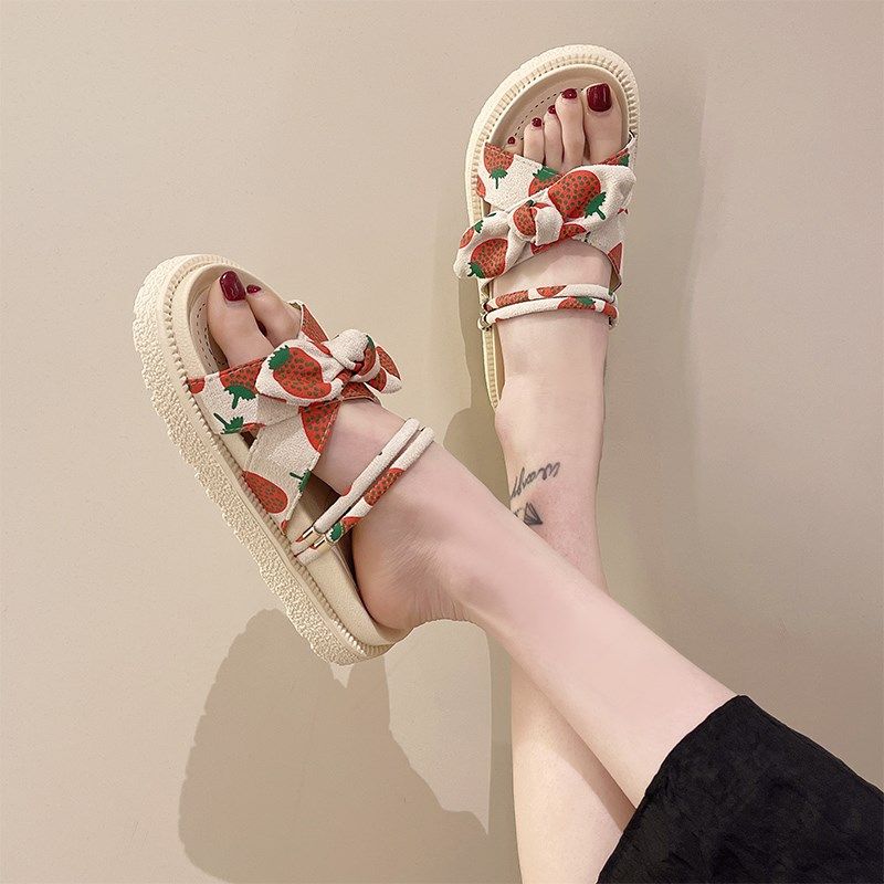 速发凉拖鞋夏外穿潮2042年新款时尚外厚松糕出底沙滩鞋海边 - 图2