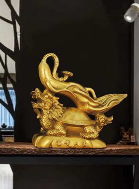 速发龙龟人头纯铜富贵摆生人参如意神兽龙件龟客厅玄关龟装饰礼品