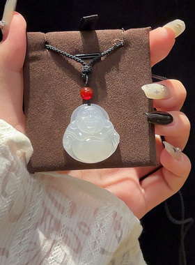 六桂福珠宝素石弥勒佛吊坠