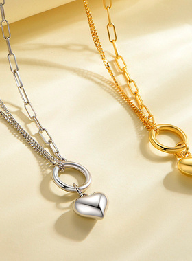 六桂福S925银女爱心项链送女友