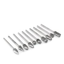 10 pieces of kit 3 * 6 tungsten steel polished head hard alloy rotary file engraving root carved wood carving tool suit electric drill