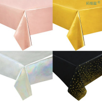 274 274 * 137cm Rose Gold Disposable Tablecloth Plastic Dot Table