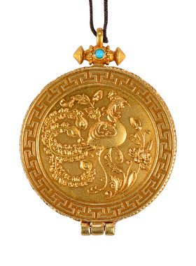 极速嘎乌盒吊坠 藏族p饰品挂件居家铜雕花十相自在九宫八卦图噶乌