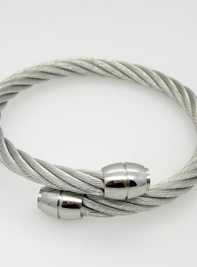 极速金色钢色手镯麻花钢筋v钢丝可调节手环钛钢饰品情人节生日礼