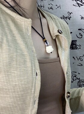 极速象牙果醒狮吊坠瑞兽小醒狮情侣E锁骨链清冷感小众复古文玩男