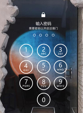 新品创意解锁密码玻璃门贴纸女装咖啡店装K饰墙贴工作室厨房移门