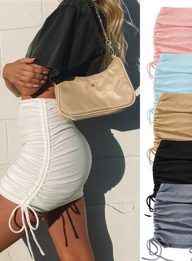 极速womban Summer skirts solid color period ladies knitting