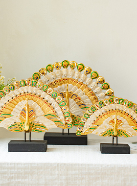 极速孔雀开屏摆件l工艺品东南亚泰式家居客厅玄关电视柜创意装饰