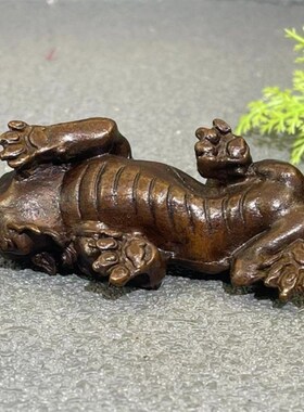 极速复古文玩实心铜招财貔貅天禄C手把件把玩文房礼品镇纸茶台茶