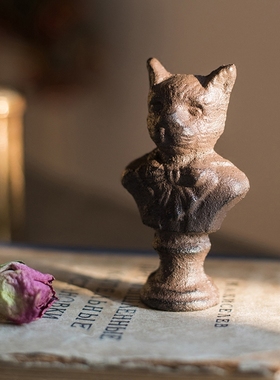 极速绅士猫雪纳瑞铸铁摆件书房镇纸桌面装饰O铁艺欧式古典侘寂风