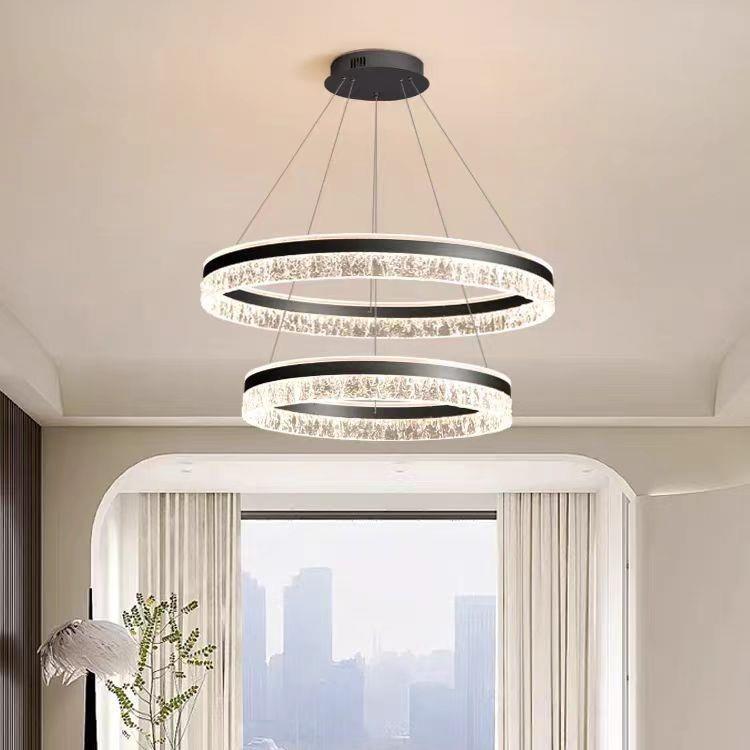 轻奢环形吊灯水波纹客厅灯铝材餐厅吊灯简约时尚圈圈灯 - 图2