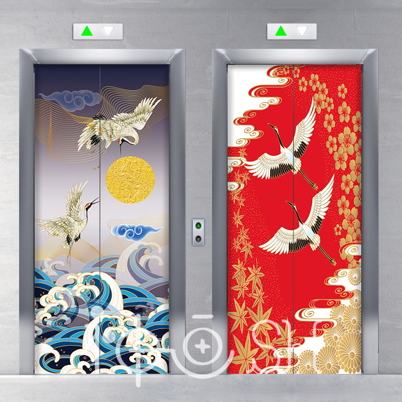 速发141牡丹电梯门贴纸自粘包邮客厅书房装饰画电梯门翻新画中式,淘宝优惠券,粉丝福利购,淘宝优惠卷
