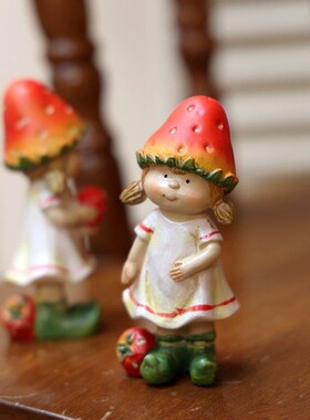 极速田园可爱草莓树脂娃娃复古做旧隔板I乡村风格橱窗情侣装饰摆