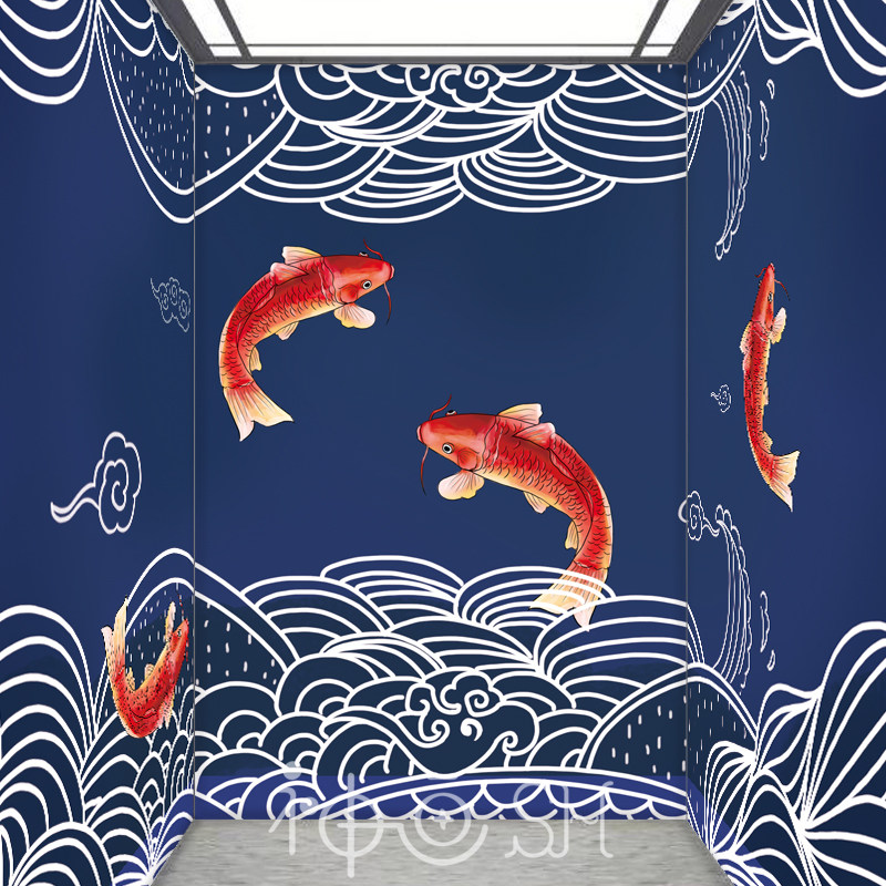 速发141牡丹电梯门贴纸自粘包邮客厅书房装饰画电梯门翻新画中式,淘宝优惠券,粉丝福利购,淘宝优惠卷