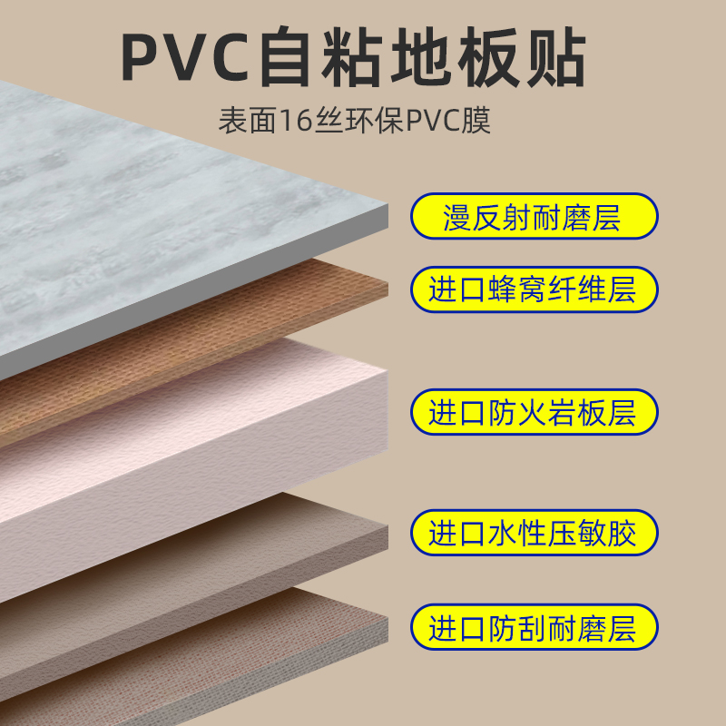 pvc自粘地板贴家用水泥地专用加厚耐磨防水仿瓷砖地板革翻新改造