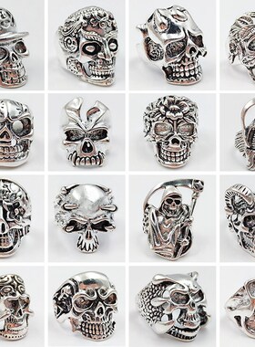 极速10/20/30pcs/Lot Gothic Punk Big Skull Rings fUor Women a