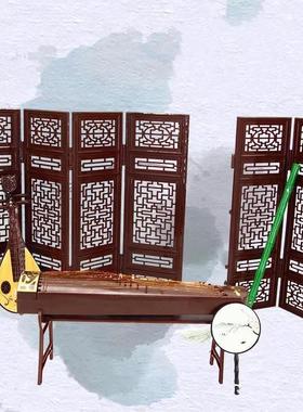 极速古风摆件桌面装饰仿r真家俱摆设拍照谷美小道具屏风古筝琵琶