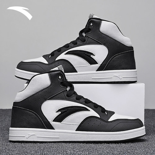 安踏板鞋高帮男鞋2025冬季新款复古百搭超轻耐磨防滑青少年休闲鞋 - 图1