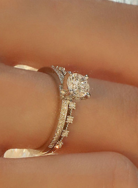 小众设计精致时尚轻奢镶钻气质戒指女款指环高级感手饰开口可调节