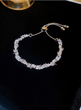 锆石菱形花朵镂空可调节手链韩国小众精致手环气质百搭时尚手饰