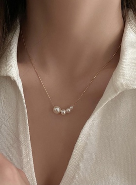 韩国气质爱心蝴蝶珍珠流苏项链小众时尚高级感锁骨链百搭项饰