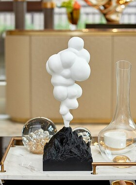 克莱因蓝雕塑摆件抽象火山云爆发客厅玄I关餐边柜设计师装饰样板